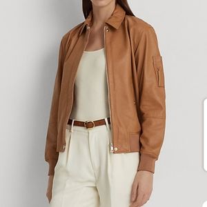 The LAUREN Ralph Lauren® Lambskin Bomber Jacket Size 8 NWT